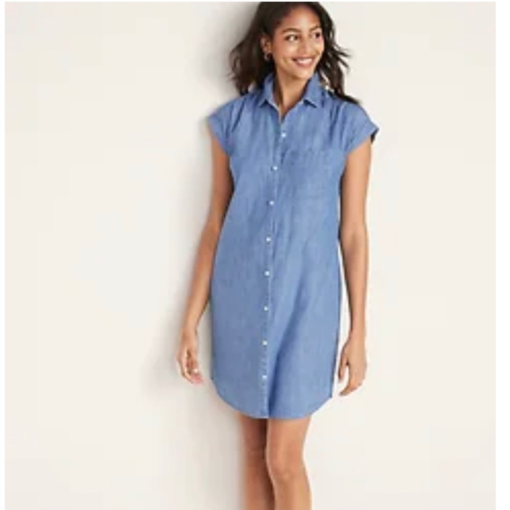 Old Navy Chambray Cap-Sleeve Dress